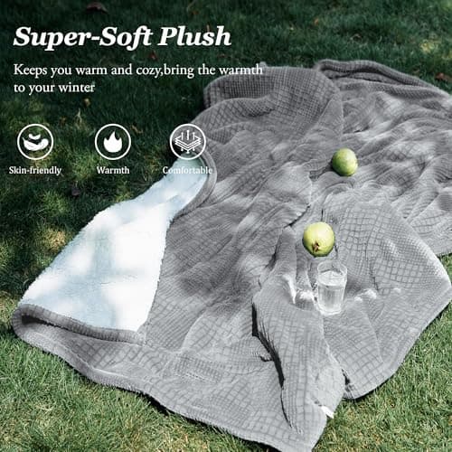 Texciting Heated Blanket Electric Blanket Throw 50''X60''-Heating Throw with 9 Heat Settings-2-10 Hours Auto Off,ETL Certified,Machine Washable (Grey) 5