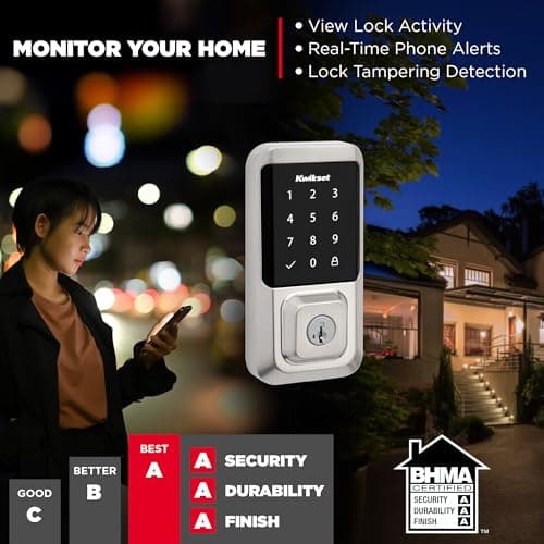 Kwikset Halo Wi-Fi Smart Lock, Keyless Entry Door Deadbolt, Geofence Auto-Unlock, Grade AAA Certified, No Hub Required Easy Install, Satin Nickel Lifetime Finish Warranty, Touchscreen 6