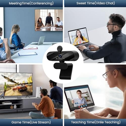 MTORED Full HD 1080P Webcam with Built-in Microphone, Rotatable Tripod 7