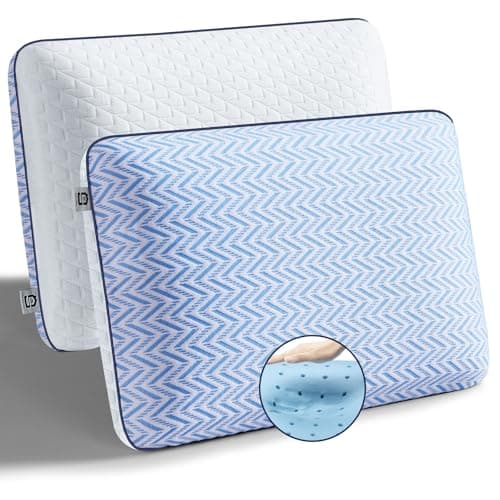 Sofslee Gel Memory Foam Pillows Standard Size Set of 2, Medium Firm Orthopedic Pillow for Neck, Shoulder Pain Relief, Cooling Support for Side, Back, Stomach Sleepers, Breathable Washable Cover 8