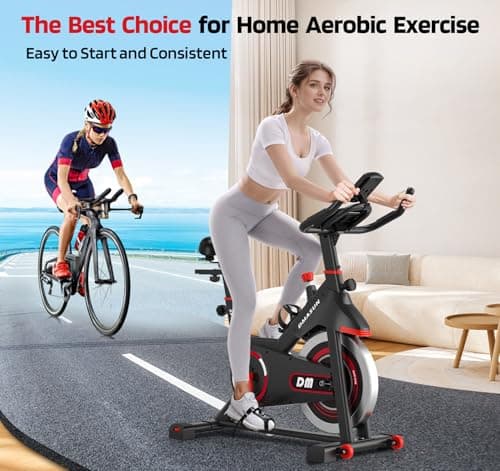 DMASUN Exercise Bike, Silent Magnetic Resistance Stationary Bike for Home with 330 LBS Capacity, Indoor Bike with Comfortable Seat Cushion, Digital Display with Pulse 7