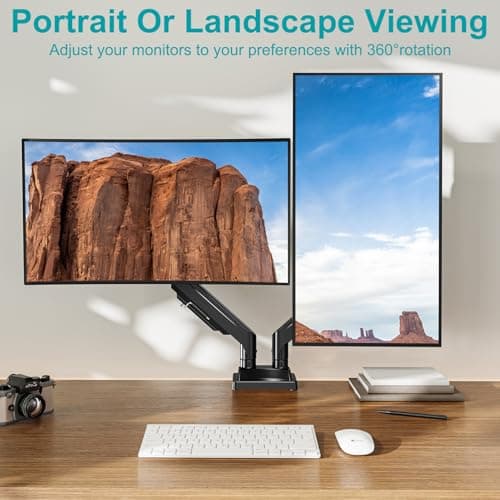 MOUNT PRO Dual Monitor Stand for Two Screens up to 43 Inch, Heavy Duty Ultrawide Double Monitor Arm Holds up to 33lbs Each, Premium Adjustable Computer Monitor Mount for 2 Monitors, VESA Desk Mount 7