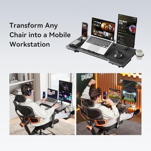 Newtral Home Office Laptop Desk, Adjustable Portable Laptop Table with Wrist Rest, Mouse Pad and Cup Holder, Laptop Tray for Office Chair for Working, Writing and Gaming - Work from Home Essentials 5
