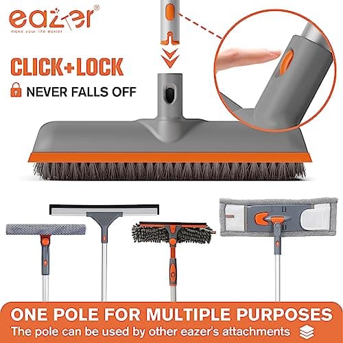 Eazer 2-in-1 Floor Scrubber Brush with Long Handle, Soft & Hard Bristle Brush for Concrete, Squeegee Broom for Floor, Bathroom, Garage, Kitchen, Wall, Tile and Pool 7