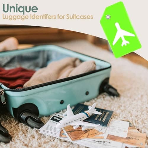 8 Pack Silicone Luggage Tag, Stainless Loop Name ID Card for Suitcases, Airplane TSA Approved Privacy Protection Travel Tags, Quick Spot Baggage Bag Identifier, Cruises Essentials Multicolor 7