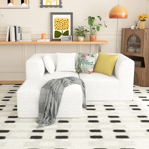 69" Love Seat L Shaped Modular Sectional Couch with Ottoman, Convertible Cloud Sofa for Living Room,Comfort Small Couch for Small Spaces