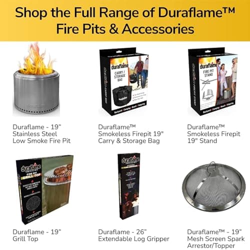 Duraflame 19.5 Inch Portable Smokeless Lightweight Fire Pit with Double Walled Technology and Removable Grate for Camping, and Tailgating, Silver 6