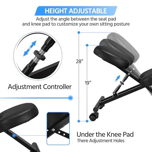 Yaheetech Kneeling Chair Ergonomic Posture Chair for Office Home Standing Work Desk Stool Adjustable Office Chair with Thick Cushion Pad & Flexible Seating Rolling Casters 6