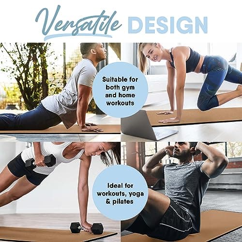 MICRODRY Cork Mat for Yoga, Pilates, Exercise and More, Fitness Mats for Home Workout, 72 (L) x 26 (W) x 0.25 (Th) inches Each Gym Mat 7