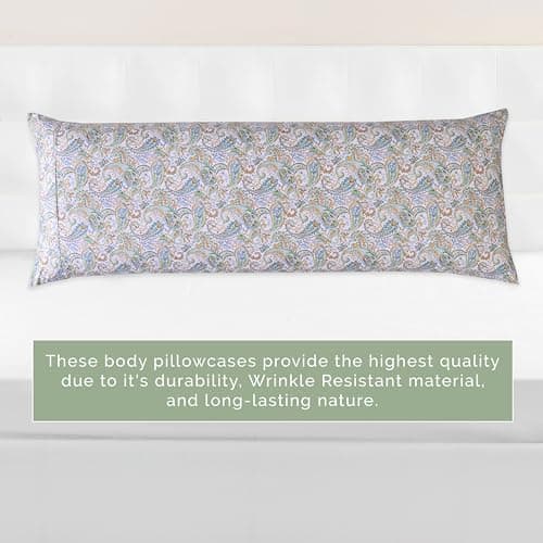 Elegant Comfort Ultra Soft 1-Piece Set Floral Print Pillowcases - 1500 Premium Hotel Quality Microfiber, Soft and Smooth Hidden Zipper Closure 1-Piece Pillow Covers - Body Pillowcase, Paisley Teal 6