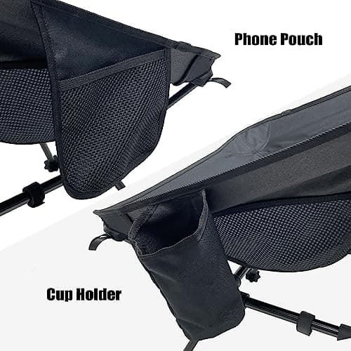Sutekus Portable Camping Folding Chair Lightweight Camp Chair With Cup Holder and Side Bag Compact Backpacking Chairs for Camp Hiking Lawn Beach Sports (Black) 5