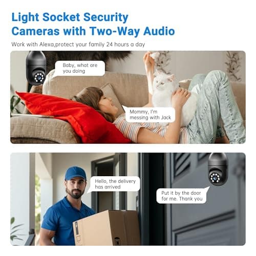 2K Light Bulb Security Camera, 2.4/5GHz Wi-Fi 6 Security Cameras Wireless Outdoor, 360° PTZ Cameras for Home Security with Color Night Vision, Human Detection, 2 Way Talk, Easy Installation, 2 Pack 9