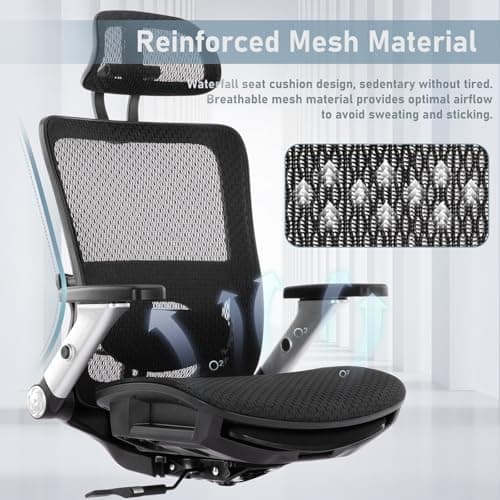 COLAMY Executive Mesh Office Chair with Footrest, Ergonomic Chair High Back with Adjustable Lumbar Support, Computer Desk Chair for Office/Work-Black 6