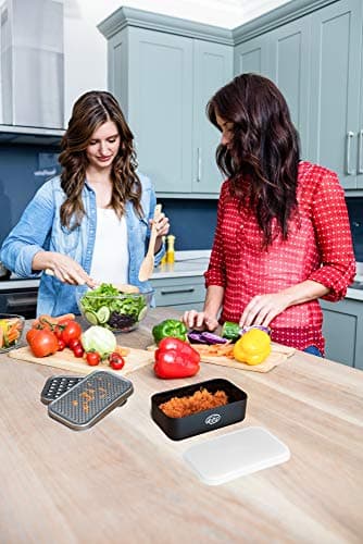 Cheese Grater with Container and Lid & Peeler Set - Vegetable Fruit Multi-Function Stainless Steel Kitchen Utensil Kit with Black Food Plastic Storage Stable Box - Hand Chopper Graters & Peelers 7