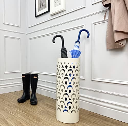 Mango Steam Tall Round Umbrella Holder 21.75 Inches Tall (Peacock White) 7