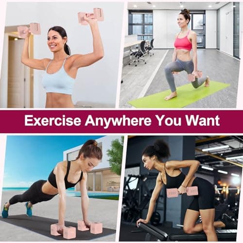 Hezeyferg Adjustable Dumbbells Set of 2, Hand Weights Sets with 5 Levels 3lb, 5lb, 7lb, 9lb, 11lb, Adjustable Weight Dumbbells for Women/Men Home Gym Full Body Workout (Pink) 6