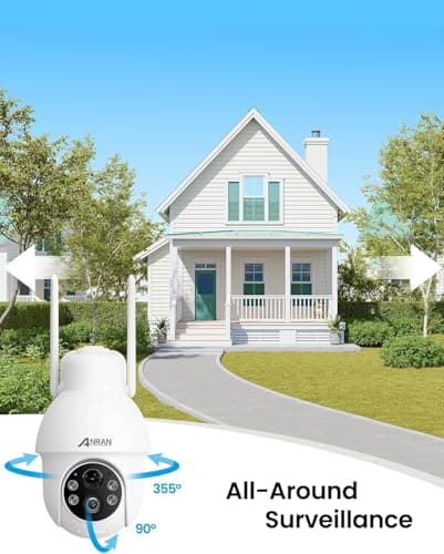 ANRAN 2K Solar Security Camera Outdoor Wireless, WiFi Camera Battery-Powered with 360° PTZ for Home Security, 3MP Color Night Vision, PIR Motion Detection, Two-Way Audio, Compatible with Alexa 2