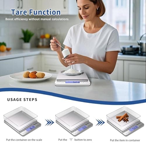 Gram Scale Small Digital Food Scale, 500g by 0.01Gram/0.001Ounce, Accurate Weighting, MEIYA Multifunction Kitchen Scale for Jewelry/Baking/Soap, 9 Units, Tare Function, LCD Display, Including Battery 5