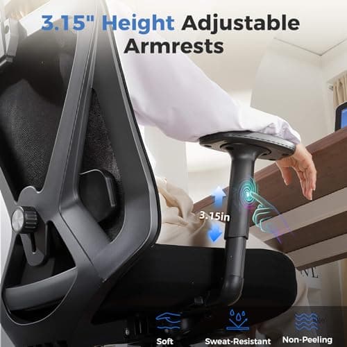 COMHOMA Ergonomic Office Chair Big and Tall Gaming Chair with Footrest, 3D Adaptive Lumbar Support & Headrest, High Back Rolling Computer Chair with Wide Seat, Breathable Mesh, ErgoFlex-F26, Black 6