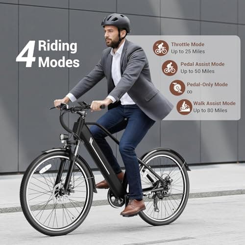 1000W Peak Electric Bike for Adults, E Bike Up to 40+ Miles, Commuter Ebike 25MPH Top Speed, 360Wh Removable Battery, 26" Ebike with 7-Speed & Front Suspension, Electric Mountain Bike for Outdoor 5