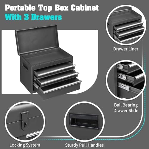 Winado 4-Drawer Rolling Tool Chest with Wheels & Lock, Tool Box with Large Storage Cabinet and Adjustable Shelf, Removable Portable Top Box for Garage, Warehouse, Factory 5