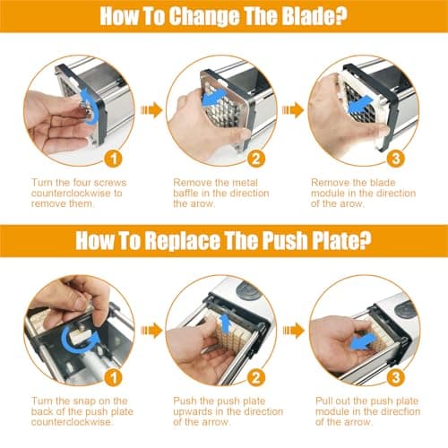 Electric French Fry Cutter, Commercial Automatic French Fry Cutter, Stainless Steel Potato Cutter with 1/2-Inch & 3/8-Inch Blade, Electric Potato Cut Machine for Restaurants & Home Kitchen 6