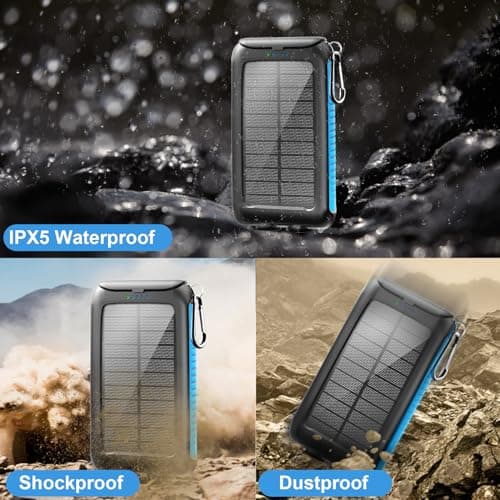 Kepswin Solar-Charger-Power-Bank-49800mAh Portable Solar Phone Charger with LED Flashlight/15W Fast Charge USB C Waterproof External Backup Battery Pack for All Cell Phones & Electronic Devices 5
