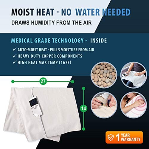 Professional Grade Heating Pad with Automatic Moist Heat by ThermoRelief, Extra HOT Heating for Deep Penetrating Heat - 2nd Gen Version (King Size Weighted King) 5