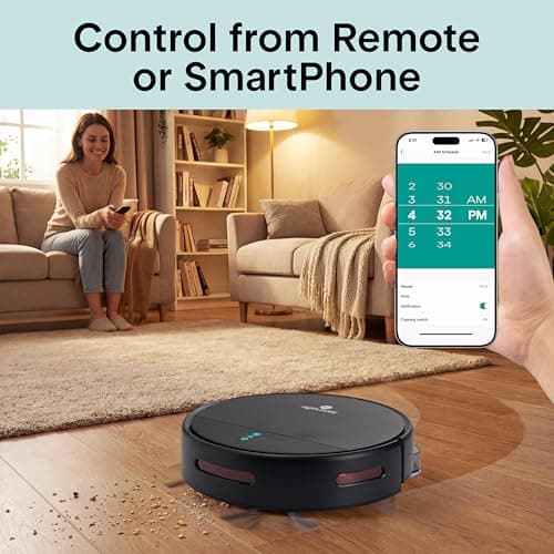 SereneLife Automatic Robot Vacuum Cleaner and Mop Combo, App Control, 3 Cleaning Modes, Smart Anti-Fall Sensors, Self-Charging, High Suction Ideal for Pet Hair, Carpet and Hard Floors, Black 6