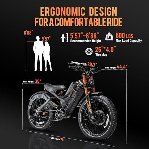eAhora Adults Romeo Pro 3 Electric Bike - 50MPH 5600W Dual Motor 60V 80AH 250Miles Long Range Ebike for Adults, 26" * 4.0 Fat Tire Fast Electric Mountain Bike Full Suspension Off-Road E-Bike 7