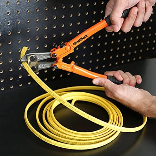 GreatNeck BC12 Bolt Cutter 12", Bolt Cutters Heavy Duty for Locks, Sheet Metal, Chain, and Wire, Non-Slip Grip, Drop Forged Hardened Alloy Steel Jaws 8