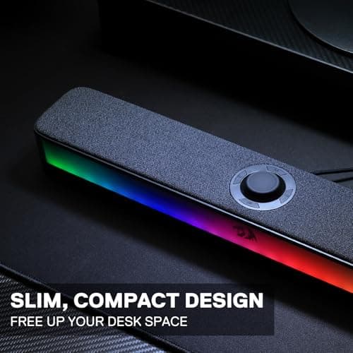 Redragon GS515 RGB Desktop Soundbar, 2.0 Channel Stereo Computer Speakers for Desktop with BT 5.3, USB-C/USB Powered, Black 6