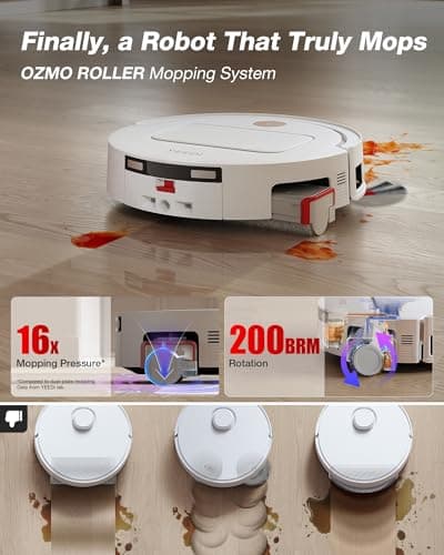 Yeedi M14 Plus Robot Vacuum and Mop with All-in-One Station, 18000Pa, OZMO Roller Instant Self-Washing Mopping, 167℉ Hot Water Mop Washing & Self-Drying, ZeroTangle 3.0, Self-Emptying, White 3
