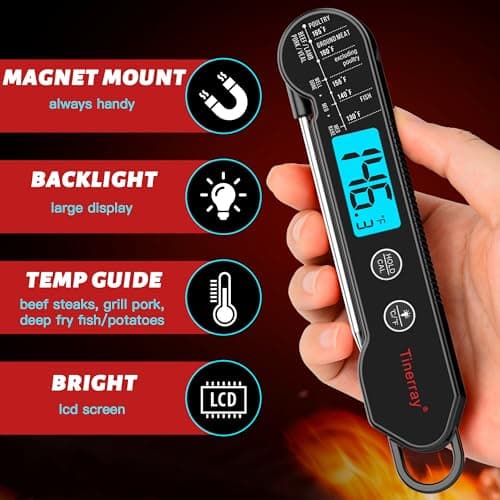 Digital Meat Thermometer for Chef Gifts Cooking, Grilling & BBQ - Ultra-Fast Instant Read Thermometer with Waterproof Design,Backlight & Calibration - Perfect for Deep Frying, Turkey, Beef (Black) 6