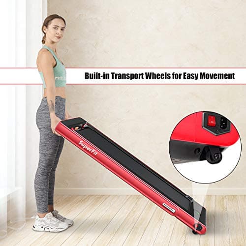 GYMAX Walking Pad, 2.25HP Foldable Treadmill with Smart App & Remote Control, Bluetooth LED Monitor, Small Spaces Compact Running Machine, Folding Portable Under Desk Treadmill for Home Office (Red) 9