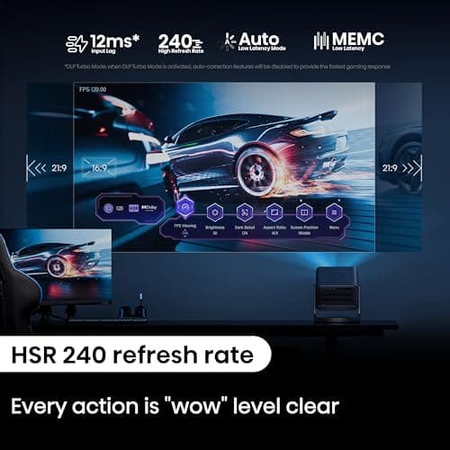 Hisense Laser Mini Projector C2, 65-300", Gimbal Design, 4K, Triple Color Laser, 110% BT.2020, 2000 ANSI Lumens, 1700:1 Native Contrast, Dolby Vision, HSR240, Sound by JBL 10