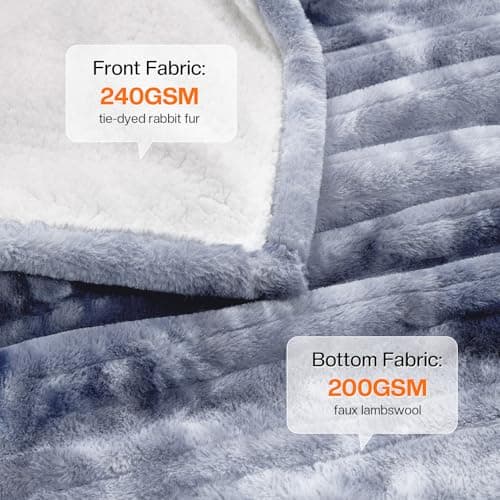 HYLEORY Electric Heated Throw Blanket 50''x60'' - Soft Thick Faux Fur Heating Blanket with 5 Heat Levels & Auto-Off 3 Hrs, Fluffy Flannel Warm Blankets for Winter Couch Bed,ETL Certification, Grey 3