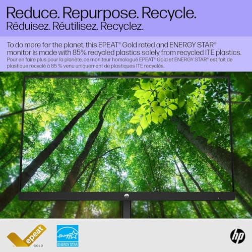 HP V24i G5 24 Inch Computer PC Monitor Full HD IPS 60Hz Refresh Rate 5ms Response Time 250 Nits Brightness AMD FreeSync Anti-Glare Low Blue Light, HDMI DisplayPort, Black (Renewed) 7