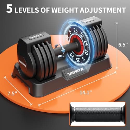 HYPATA 25 lbs Pair Adjustable Dumbbell Set, Fast Adjust Weight with Tray Suitable, Adjustable Dumbbells for Full Body Workout 7