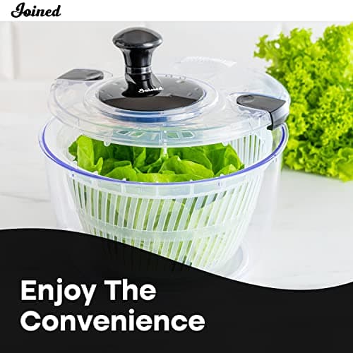 Joined Salad Spinner with Drain, Bowl, and Colander - Quick and Easy Multi-Use Lettuce Spinner, Vegetable Dryer, Fruit Washer, Pasta and Fries Spinner - 3.7 Qt 5