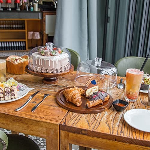 Jkwokback Cake Stand with Dome and Acrylic Lid, Cake Plate and Plastic Cake Cover with Detachable Base，Cake Display Server Tray for Birthday Kitchen Party Baking Gifts 5