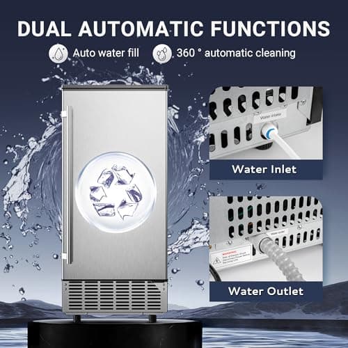 ICEVIVAL Commercial Under Counter Ice Maker Machine, 80Lbs/Day with 24lbs Storage, Auto-Cleaning, 24H Timer, Built-in Freestanding Ice Maker for Home/Commercial/Apartment. (Stainless Steel) 6