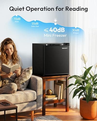 EUHOMY 1.1 Cubic Feet Mini Freezer, Countertop, Single Door Compact Upright Freezer with Reversible Door, Removable Shelves, Small freezer for Home/Dorms/Apartment/Office, New Black 6