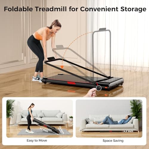 Walking Pad with Handle,3.0HP Walking pad Treadmill,3 in 1 Portable Under Desk Treadmill for Home,Treadmil with Handle Bar,Small Treadmills,Foldable Treadmills with Remote Control,LED Display(Black) 6