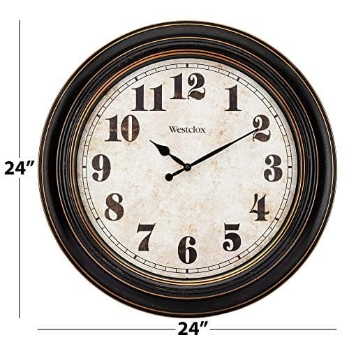 Westclox Traditional Large Wall Clock – Battery-Operated 24-Inch Vintage Distressed Dial, Metal Hands, Glass Lens, Quartz Accuracy (Black-Brown, 24-Inch) 5