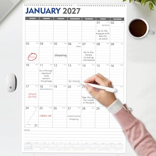 GuassLee Large Wall Calendar 2026-2027, 22"x15" Vertical Wall Calendar 2026, Jan. 2026 to Jun. 2027, 18-Month Paper Hanging Planner Wall with Julian Date for Office Home Planning & Organizing 8
