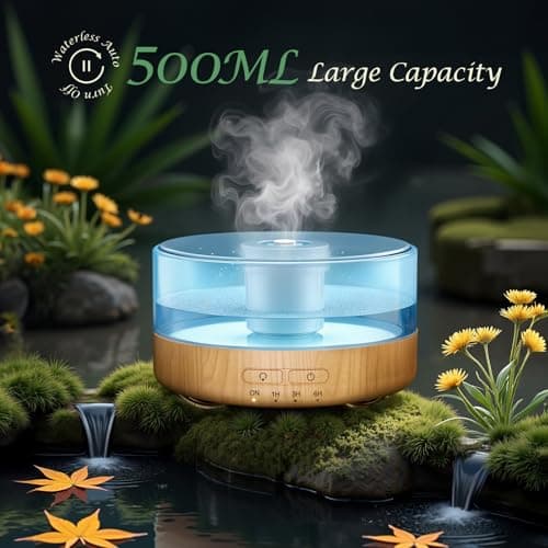 Emochies Aroma Diffuser for Office: 500ML Essential Oil Diffuser for Hotel Home Yoga Room, Humidifier with 9 Colors LED Night Light for Kids/Women Home Relaxation, Lemon Yellow 7