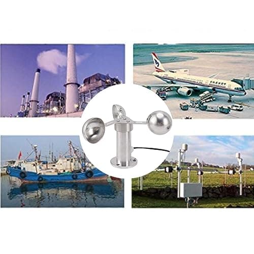 Luqeeg Wind Speed Sensor, High Accuracy Three Cup Anemometer, Aluminum Alloy Material with 8m Cable for Wind Measurement in Power Plants, Meteorological Stations, Easy to Install 6