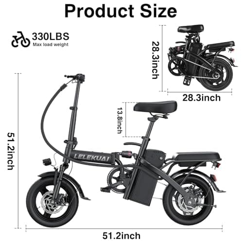 Electric Bike for Adults Teens, Folding E-Bike,Commuter City Foldable ebike with 560W Motor 48V 10Ah Battery, 24MPH 3-Level Pedal Assist, Dual Disc Brakes,14" Compact Electric Bicycle with Pedals 9