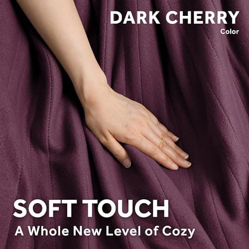 Sunbeam Royal Ultra Fleece Heated Electric Blanket Queen Size, 90" x 84", 12 Heat Settings, 12-Hour Selectable Auto Shut-Off, Fast Heating, Machine Washable, Warm and Cozy, Cabernet 10
